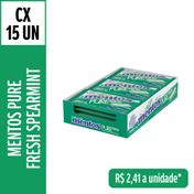 Goma de Mascar Mentos Spearmint 3 camadas Sem Açúcar - caixa 15un