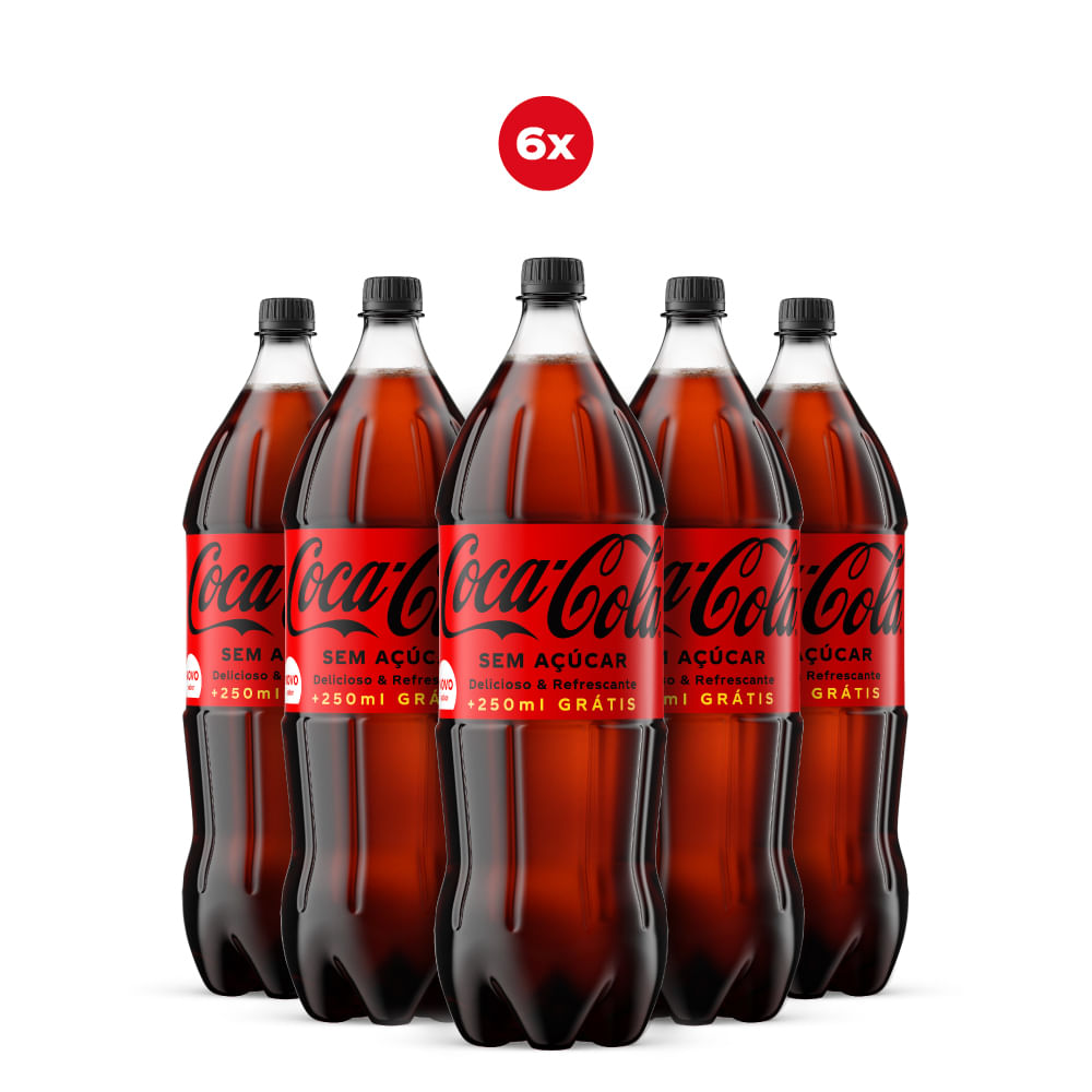 Pack 6 Coca-Cola Sem Açúcar 2L+250ml