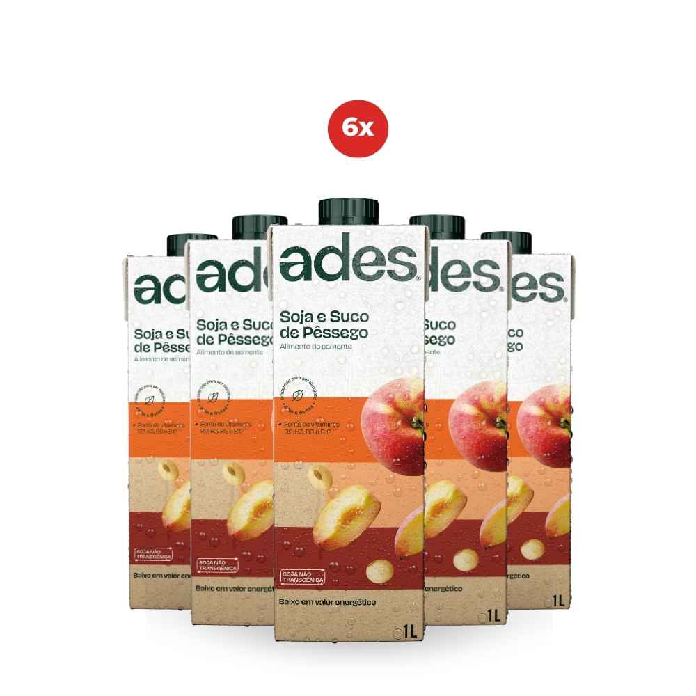 Pack 6 Ades Pêssego 1L