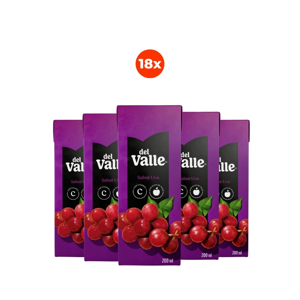 Pack 18 Del Valle Nectar Uva 200ml