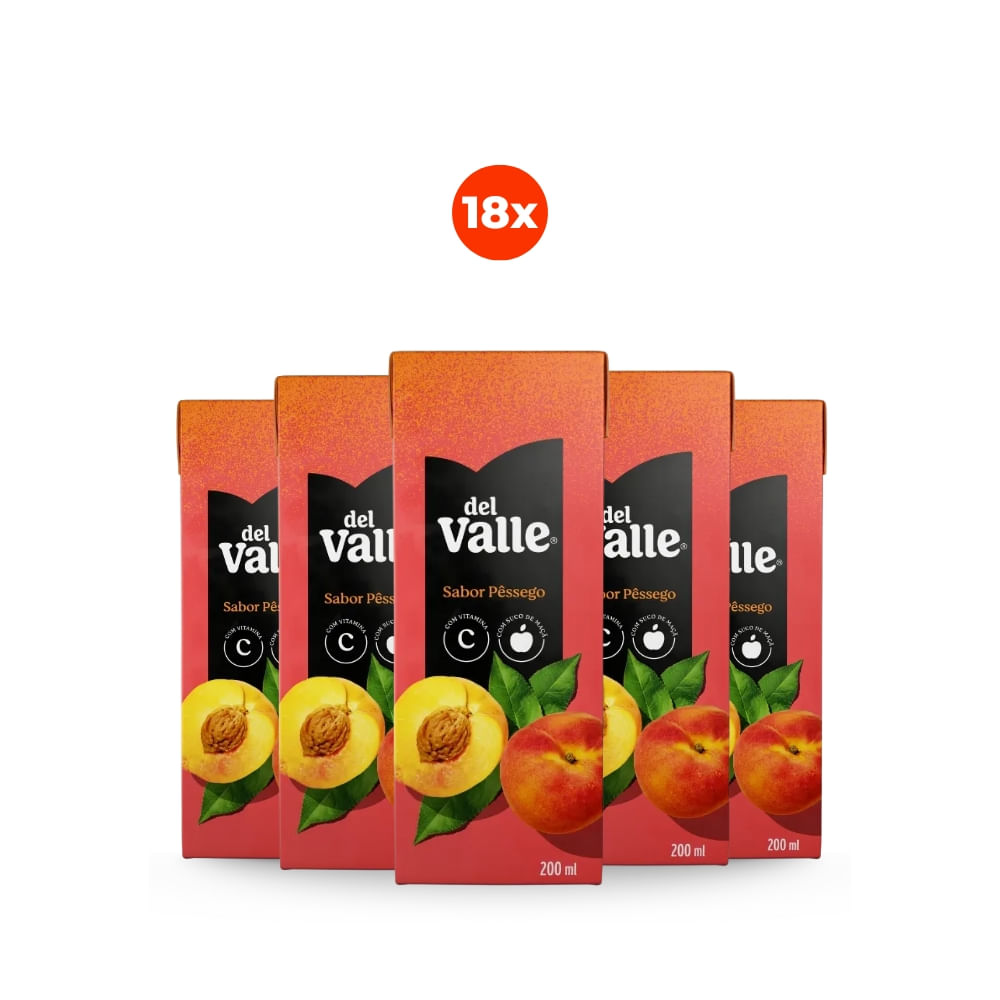 Pack 18 Del Valle Nectar Pêssego 200ml