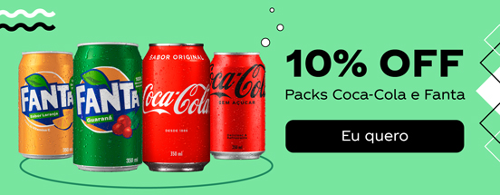 10% OFF nos pack de Coca-Cola e Fanta 350ml